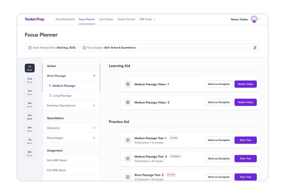 GRE Study Planner